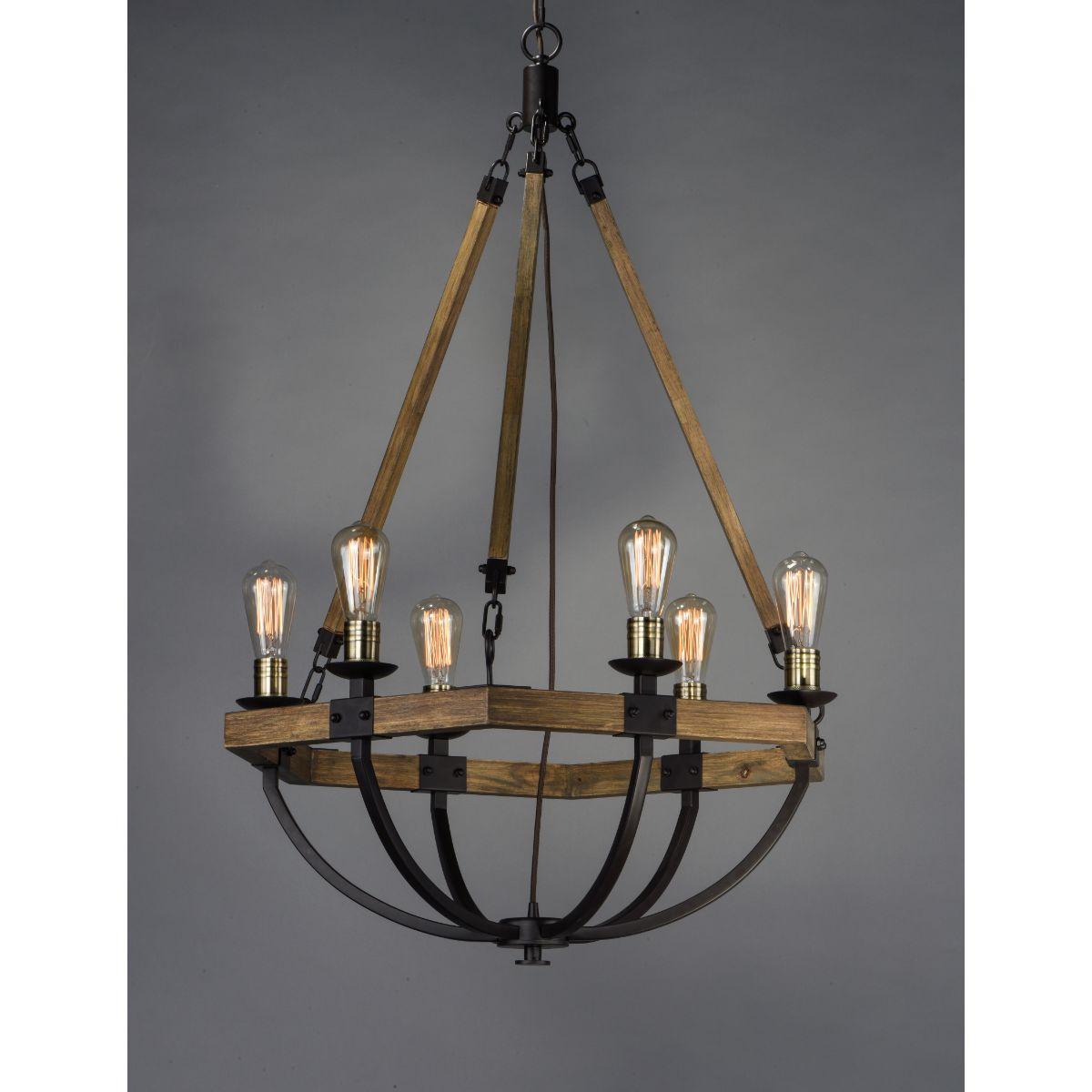 Lodge 29 In. 6 Lights Chandelier Bronze Finish - Bees Lighting