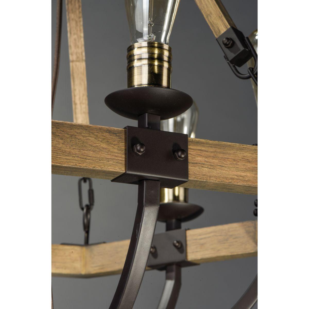 Lodge 29 In. 6 Lights Chandelier Bronze Finish - Bees Lighting