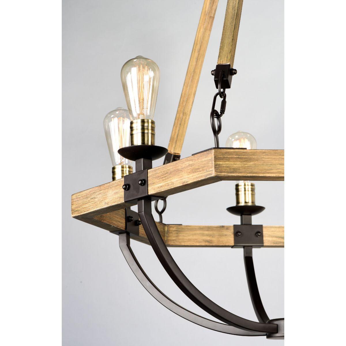 Lodge 29 In. 6 Lights Chandelier Bronze Finish - Bees Lighting