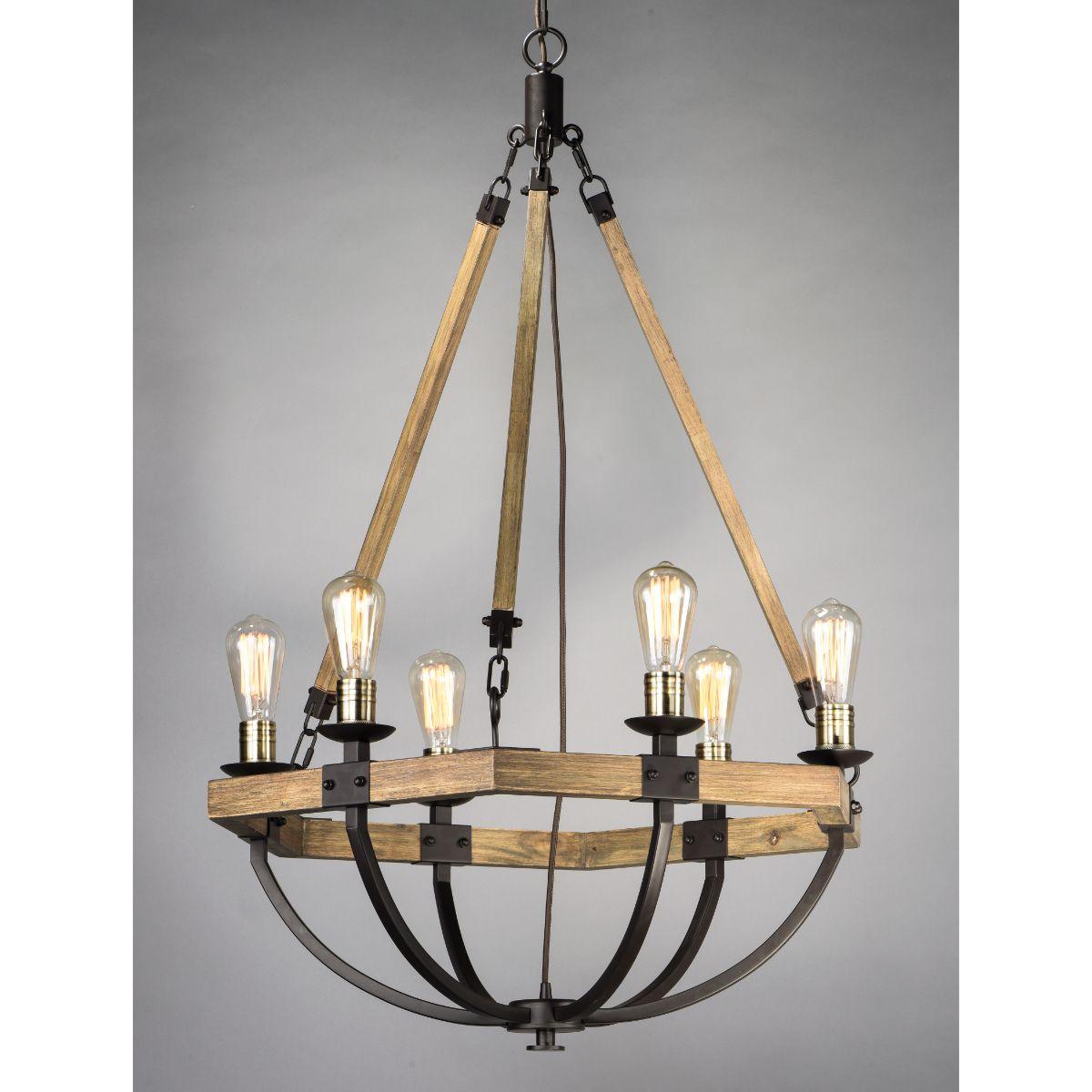 Lodge 29 In. 6 Lights Chandelier Bronze Finish - Bees Lighting