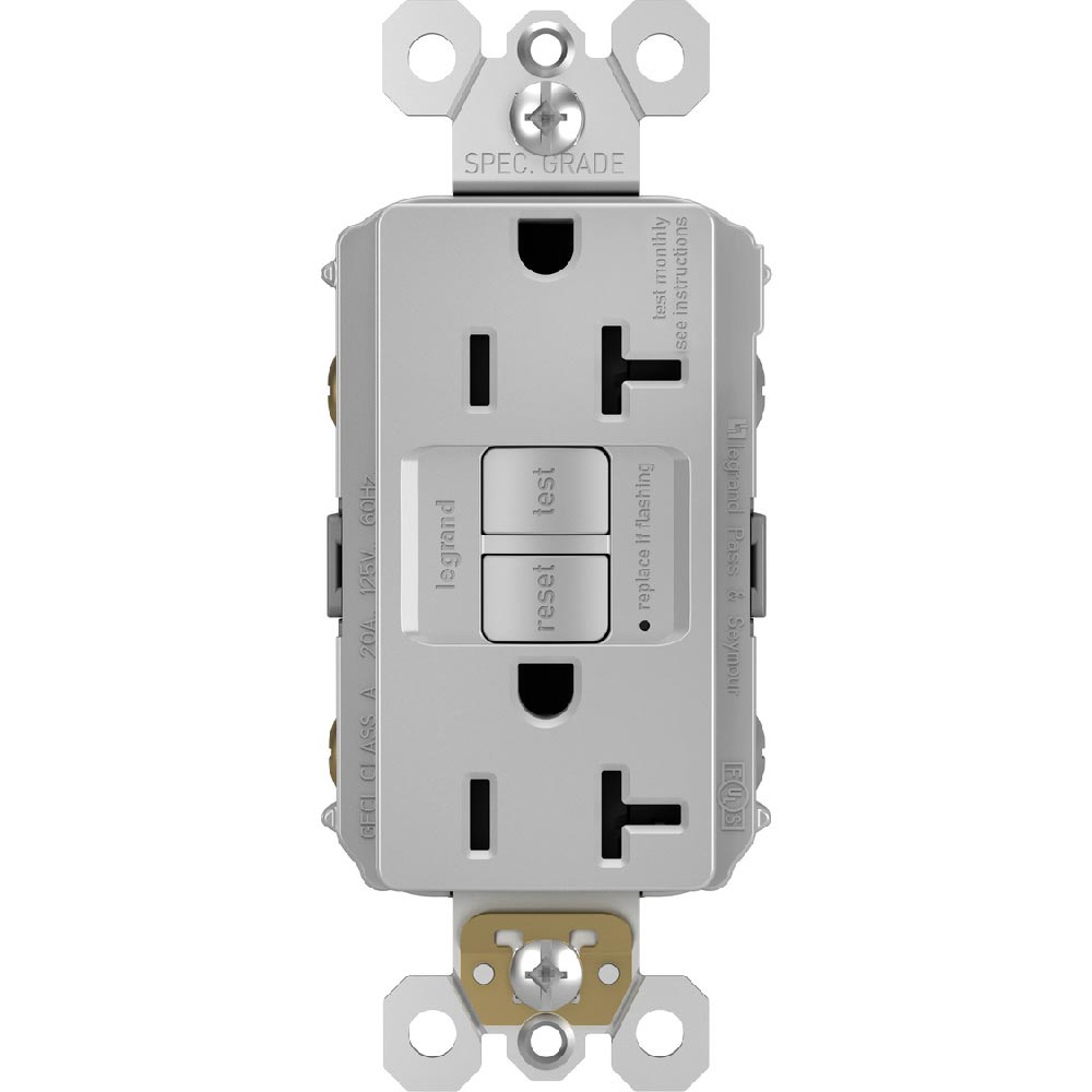 radiant 20A GFCI Self-Test Decorator Duplex Receptacles, Gray