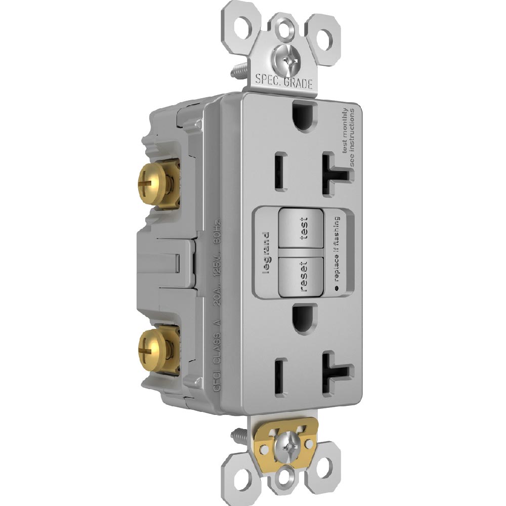 radiant 20A GFCI Self-Test Decorator Duplex Receptacles, Gray