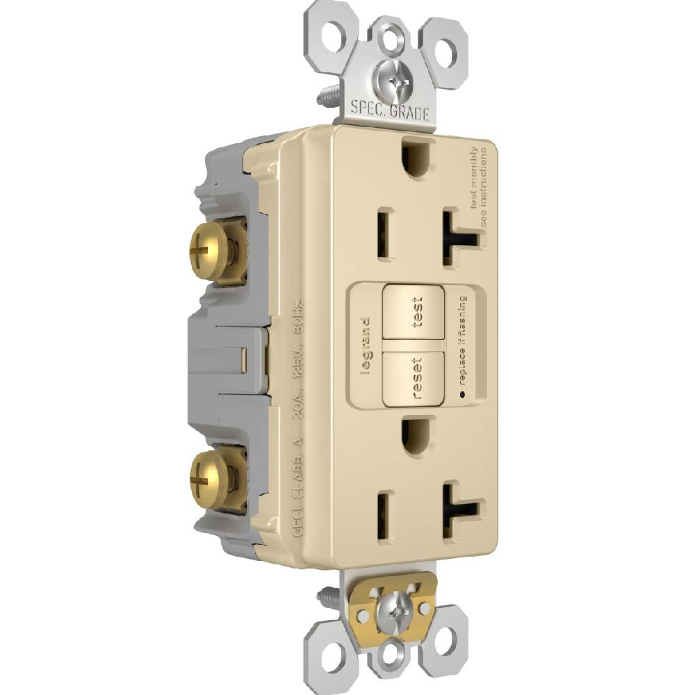 radiant 20A GFCI Self-Test Decorator Duplex Receptacles, Ivory