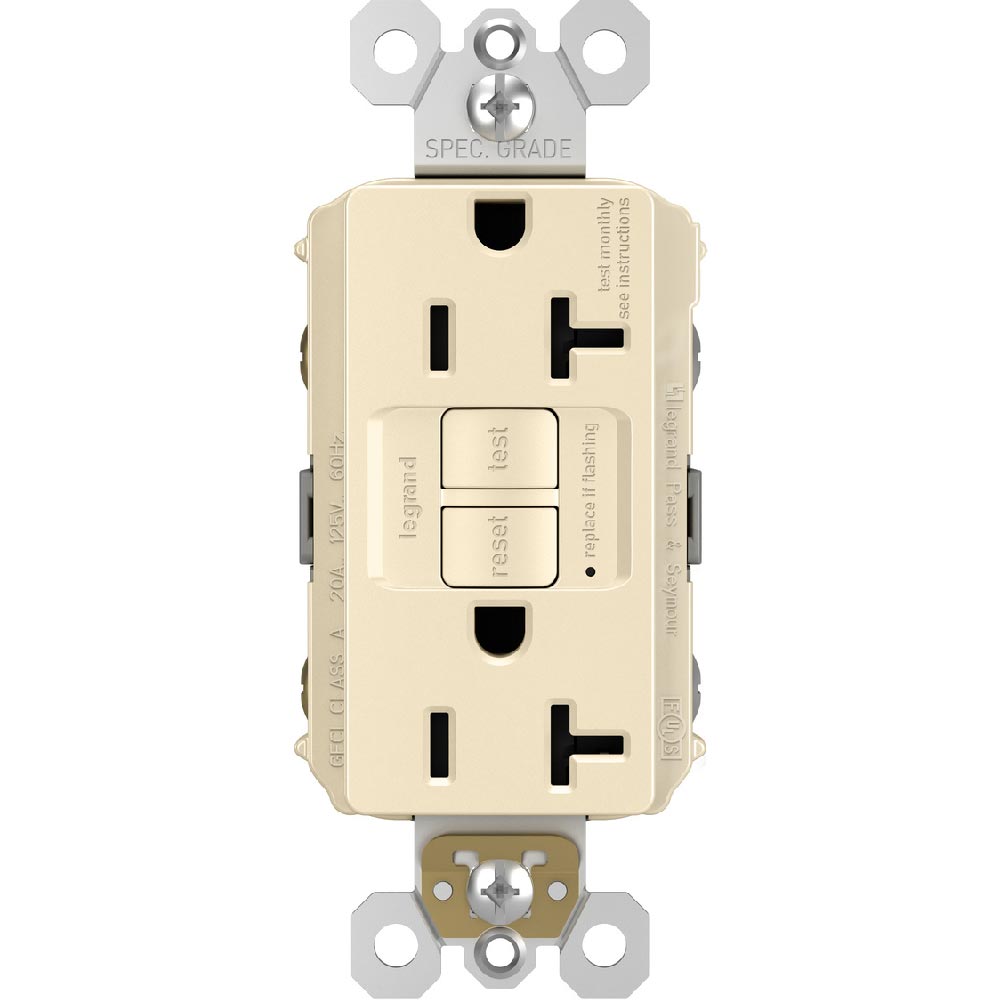 radiant 20A GFCI Self-Test Decorator Duplex Receptacles, Light Almond