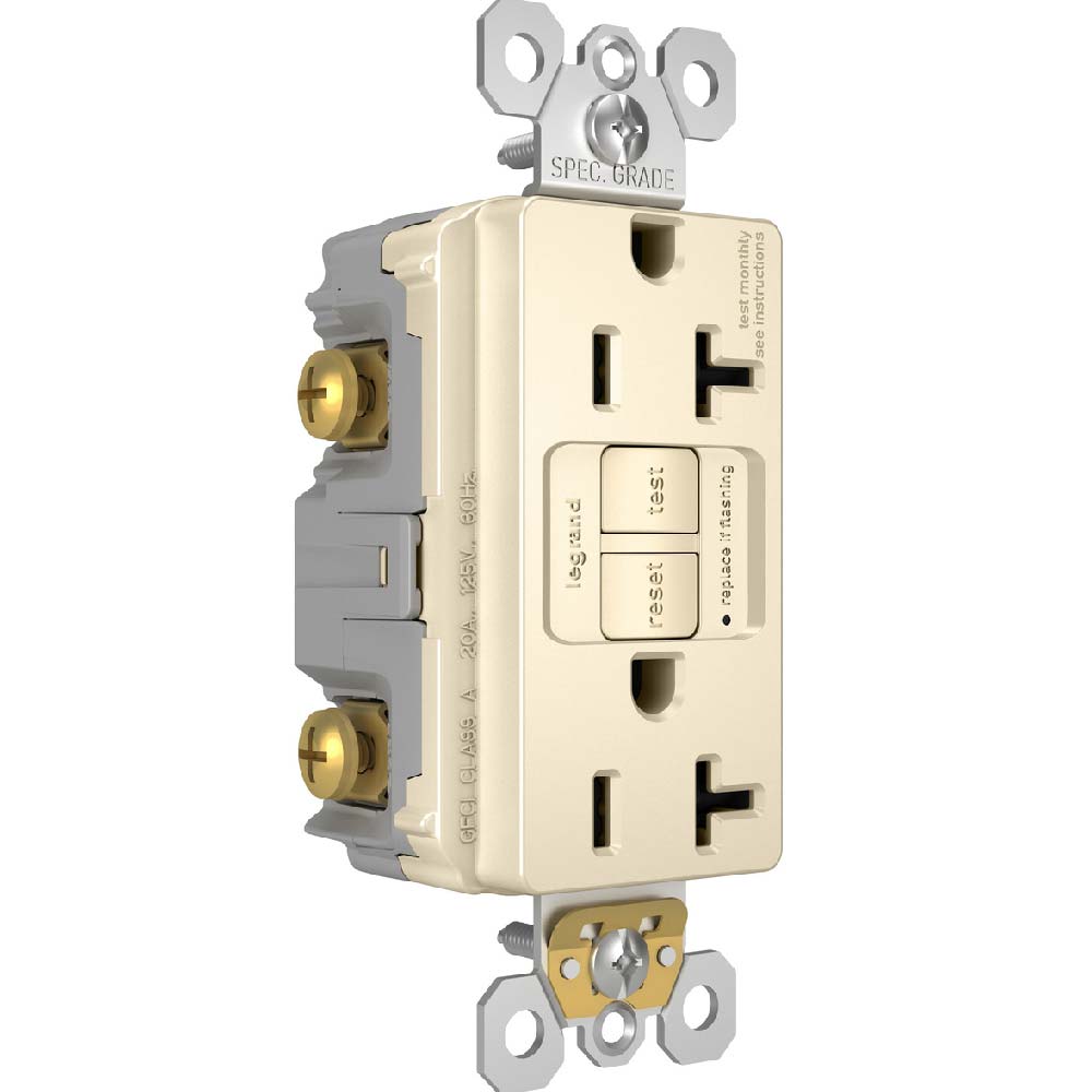 radiant 20A GFCI Self-Test Decorator Duplex Receptacles, Light Almond