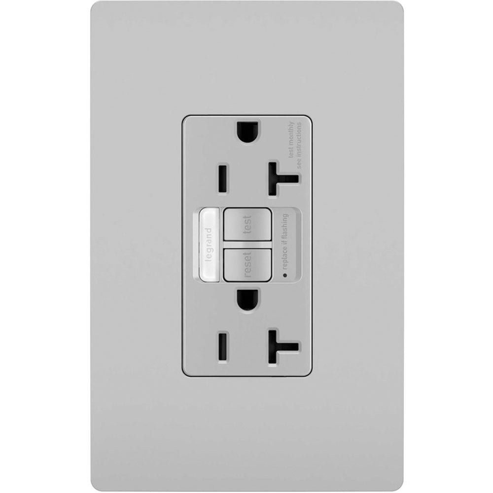 radiant Tamper-Resistant 20A GFCI Receptacle with Night Light, Gray