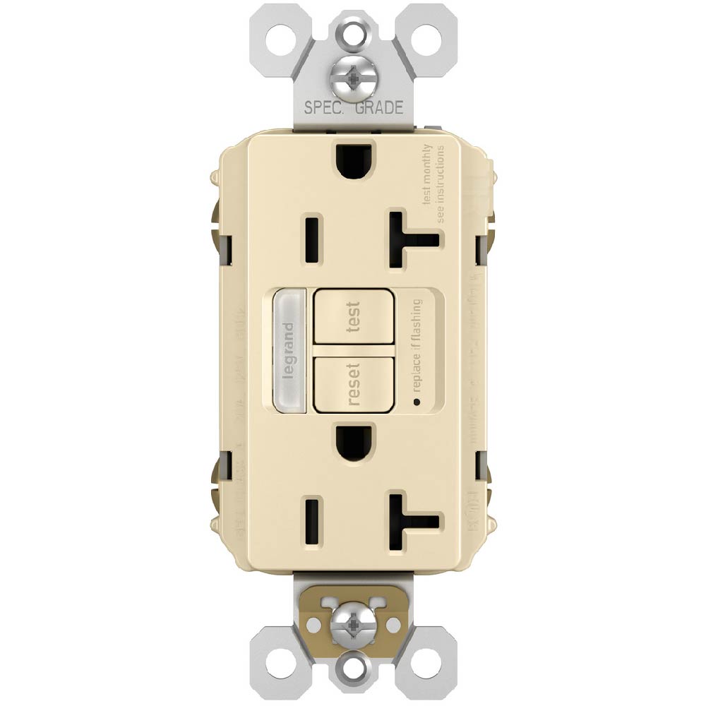 radiant Tamper-Resistant 20A GFCI Receptacle with Night Light, Ivory