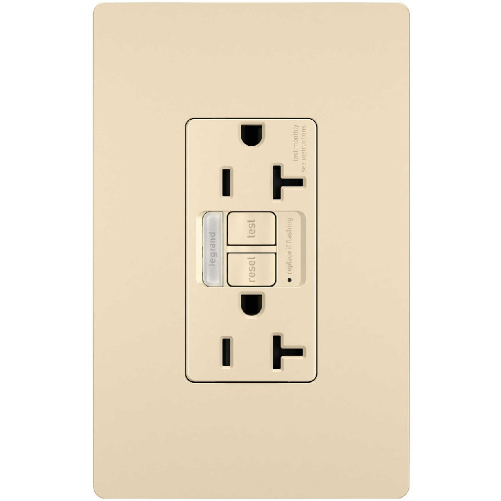 radiant Tamper-Resistant 20A GFCI Receptacle with Night Light, Ivory