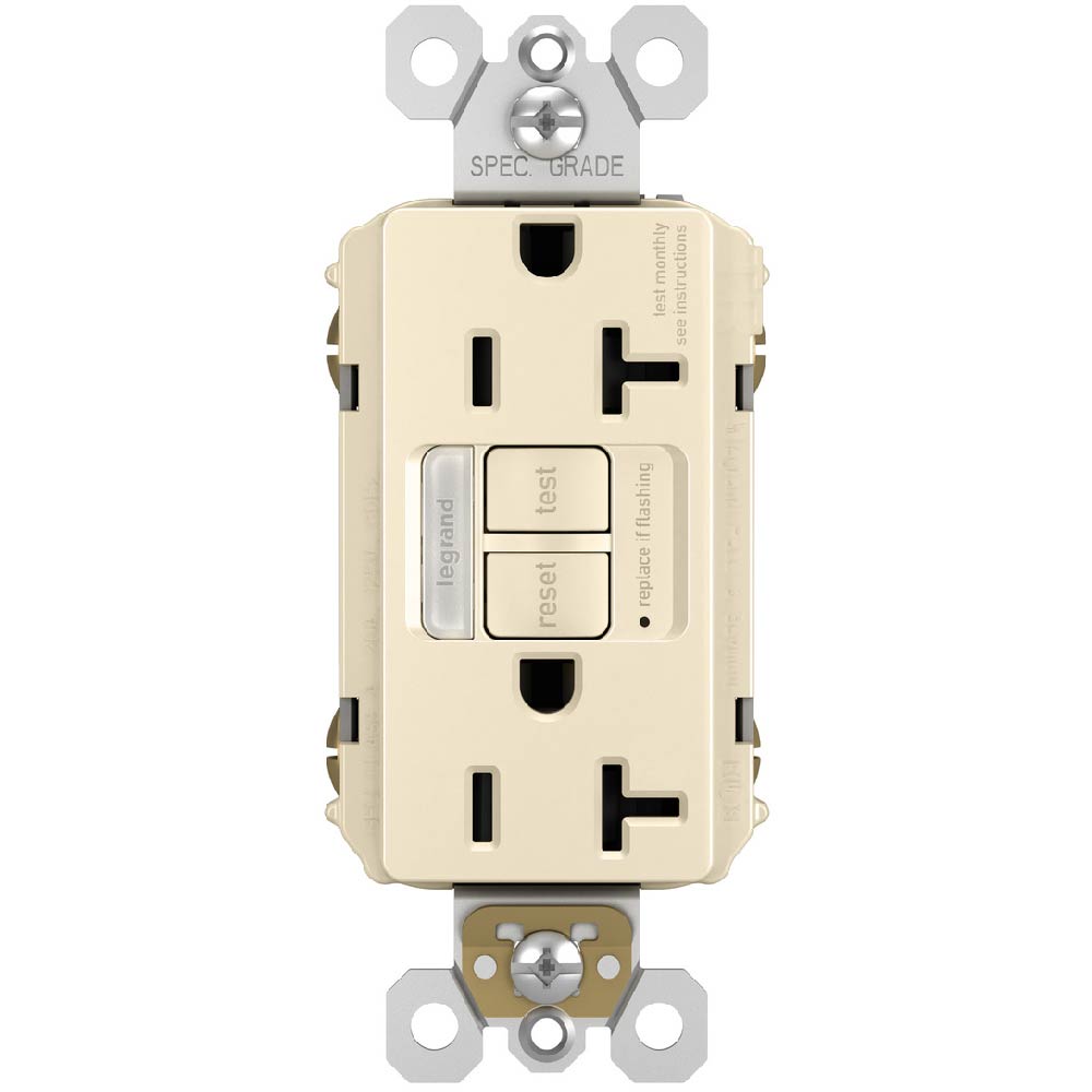 radiant Tamper-Resistant 20A GFCI Receptacle with Night Light, Light Almond