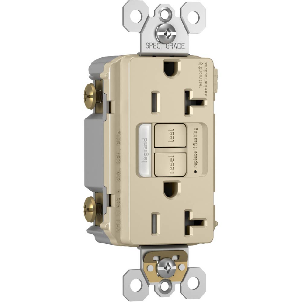 radiant Tamper-Resistant 20A GFCI Receptacle with Night Light, Light Almond