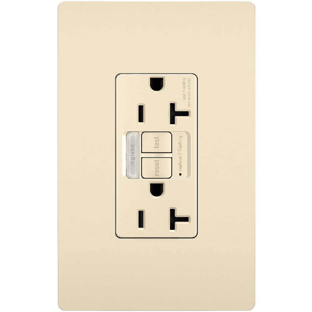 radiant Tamper-Resistant 20A GFCI Receptacle with Night Light, Light Almond