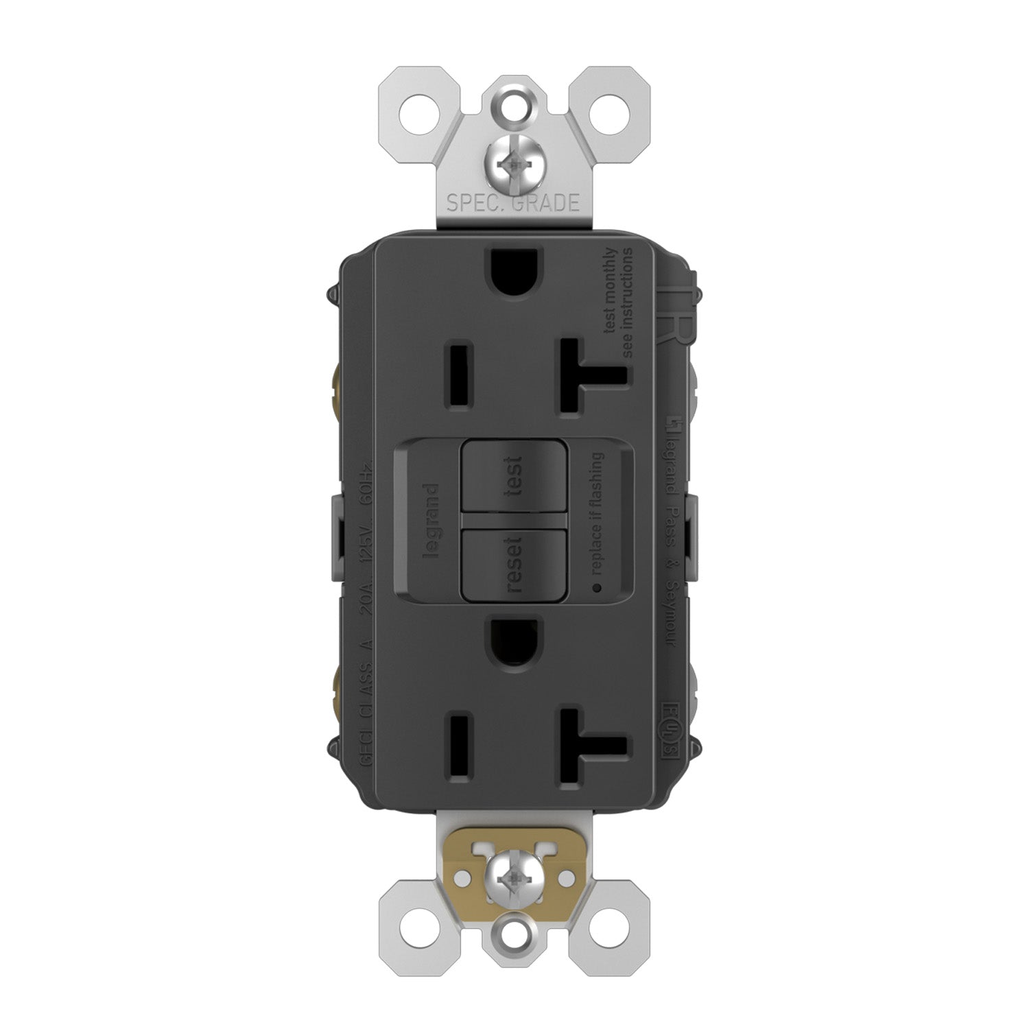 radiant Tamper-Resistant 20A Duplex Self-Test GFCI Receptacle, Black