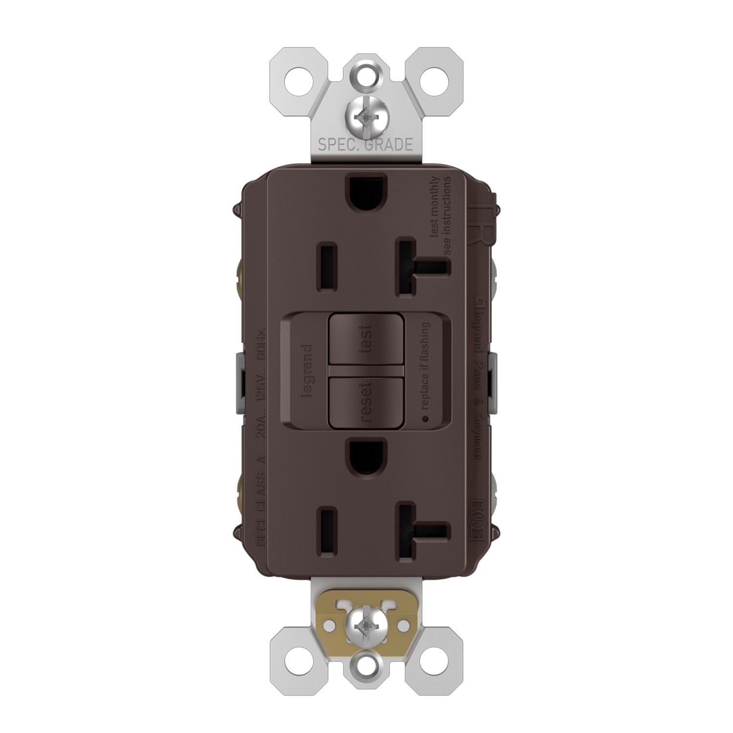 radiant Tamper-Resistant 20A Duplex Self-Test GFCI Receptacle, Dark Bronze