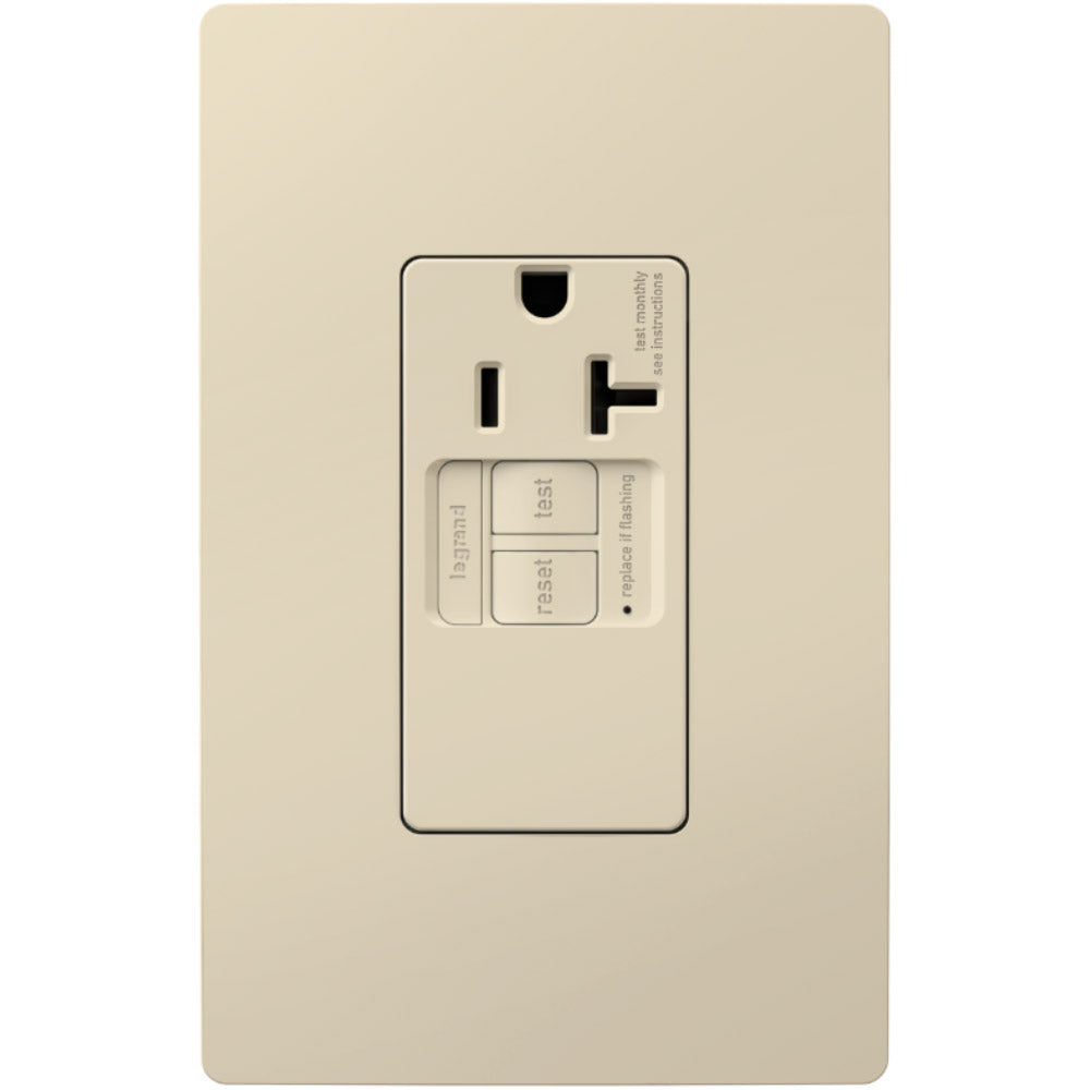 radiant Tamper-Resistant 20A Simplex Self-Test GFCI Receptacle, Light Almond