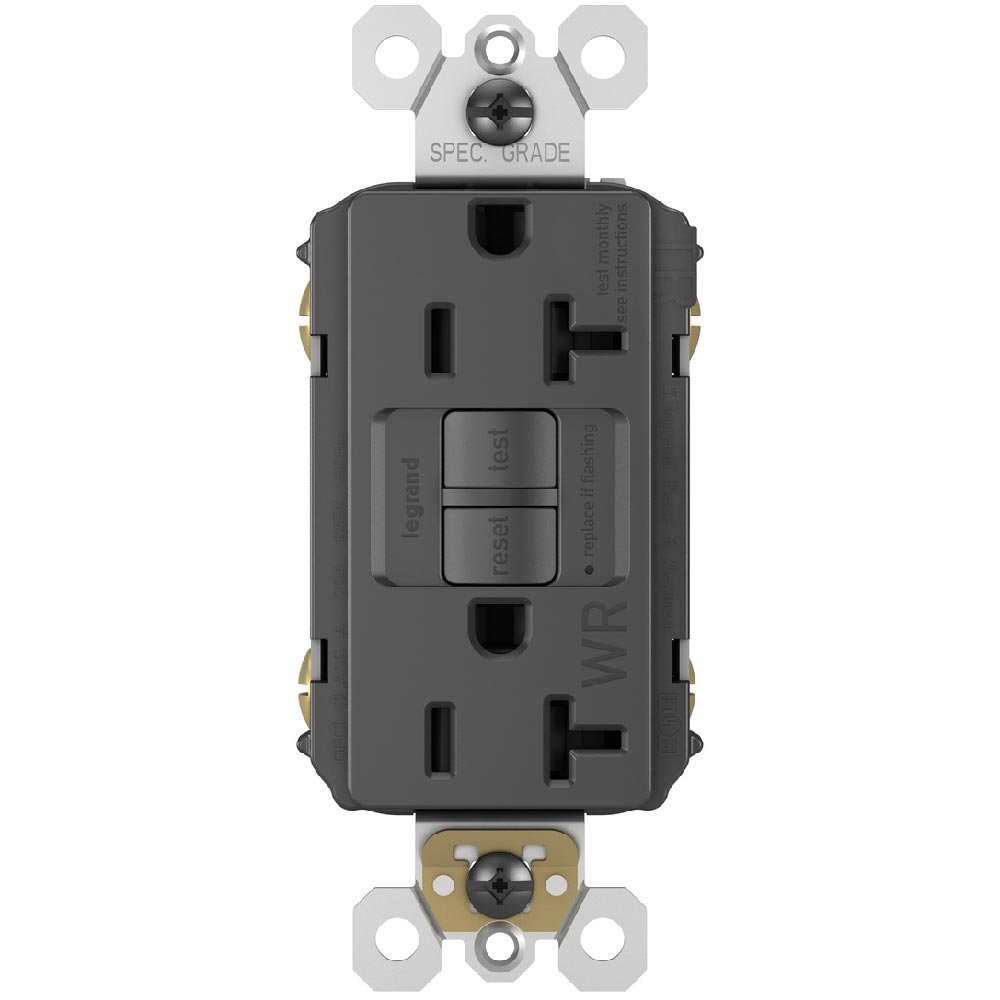 radiant Tamper-Resistant Weather-Resistant 20A Self-Test GFCI Receptacle, Black - Bees Lighting