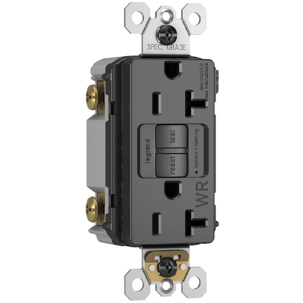 radiant Tamper-Resistant Weather-Resistant 20A Self-Test GFCI Receptacle, Black - Bees Lighting