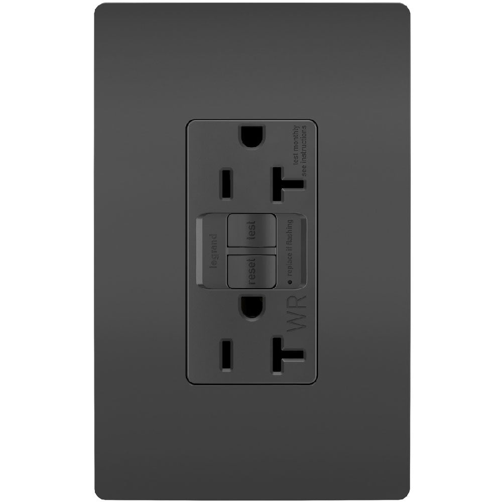 radiant Tamper-Resistant Weather-Resistant 20A Self-Test GFCI Receptacle, Black - Bees Lighting