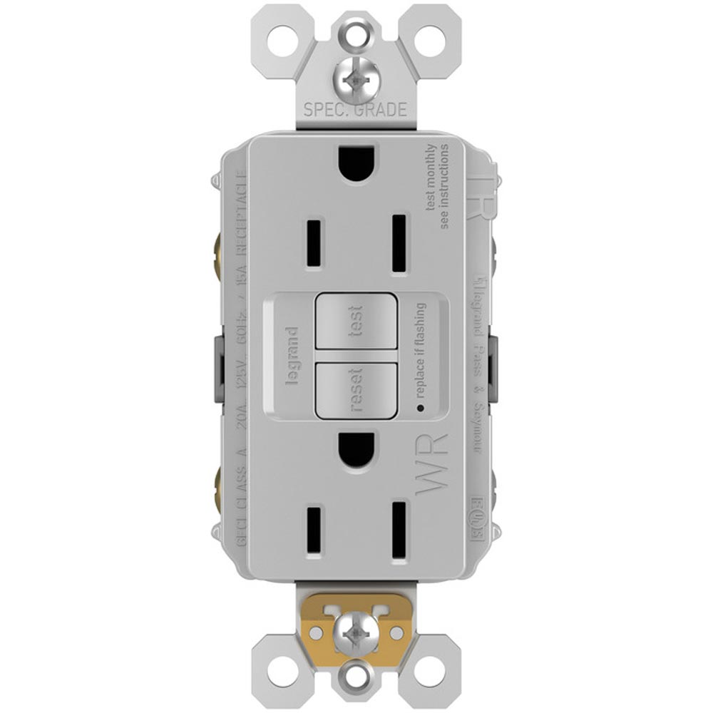 radiant Tamper-Resistant Weather-Resistant 20A Self-Test GFCI Receptacle, Gray - Bees Lighting