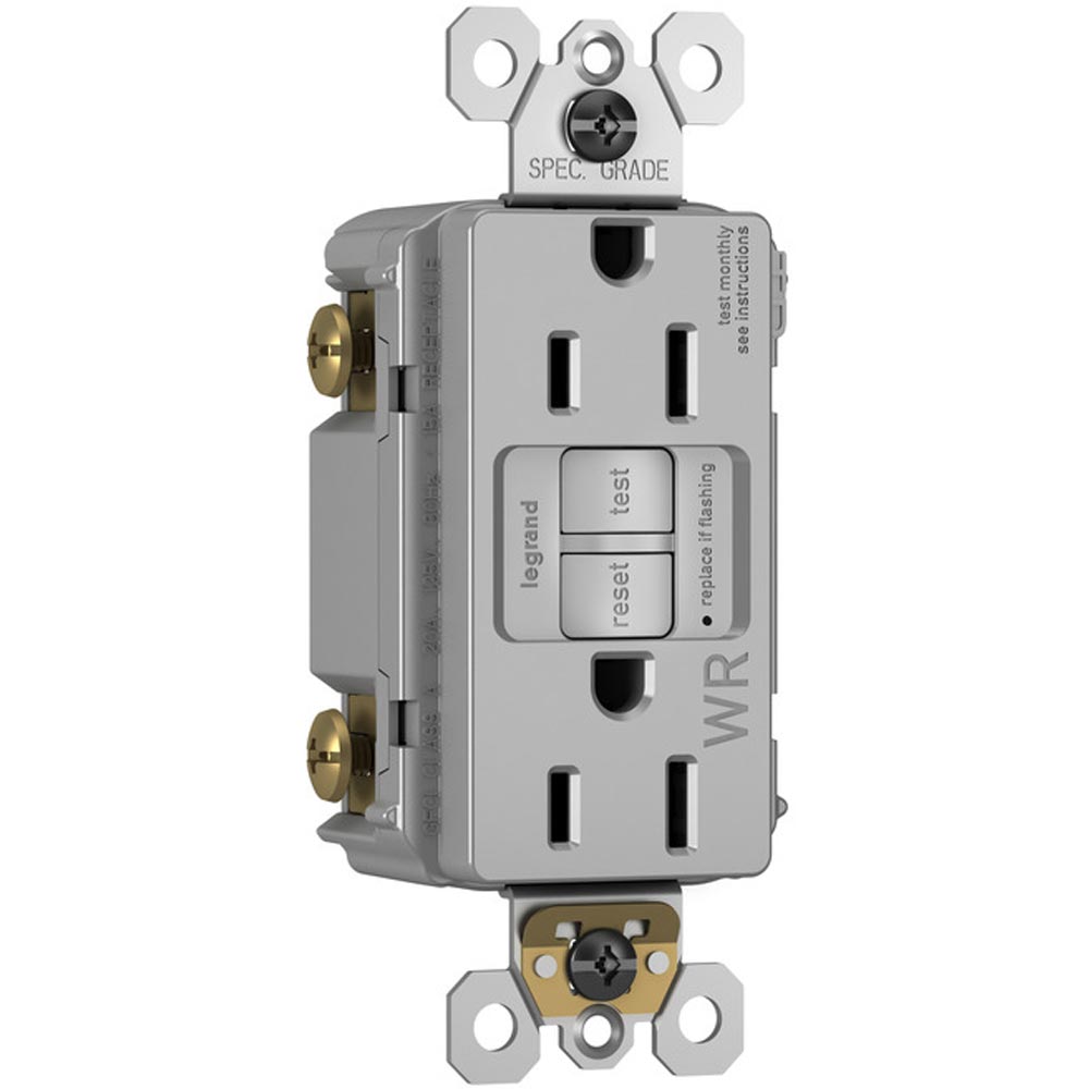 radiant Tamper-Resistant Weather-Resistant 20A Self-Test GFCI Receptacle, Gray - Bees Lighting