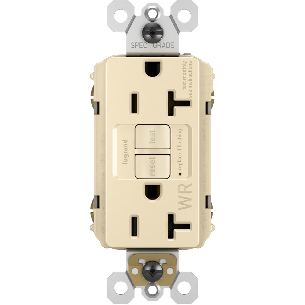 radiant Tamper-Resistant Weather-Resistant 20A Self-Test GFCI Receptacle, Ivory - Bees Lighting