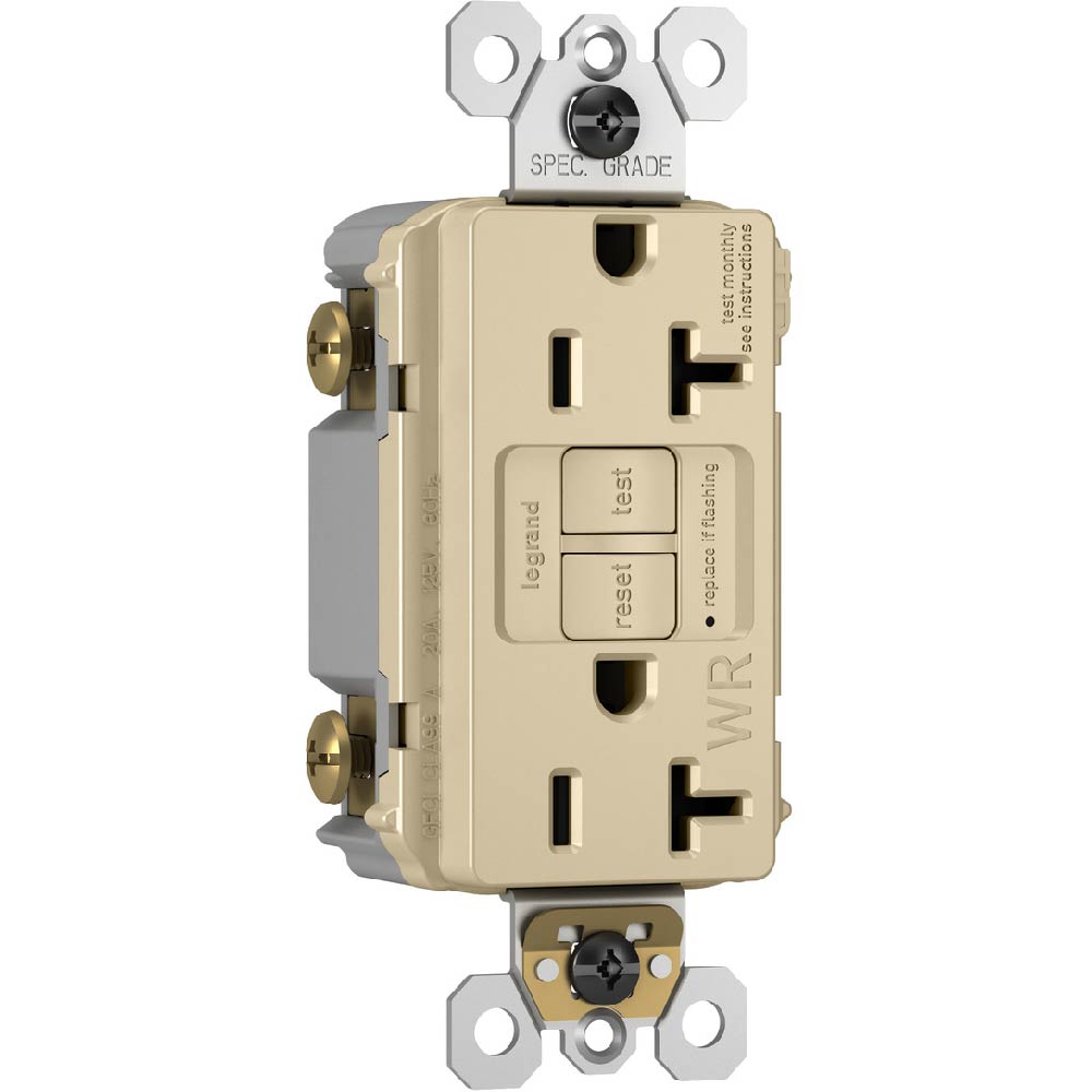 radiant Tamper-Resistant Weather-Resistant 20A Self-Test GFCI Receptacle, Ivory - Bees Lighting