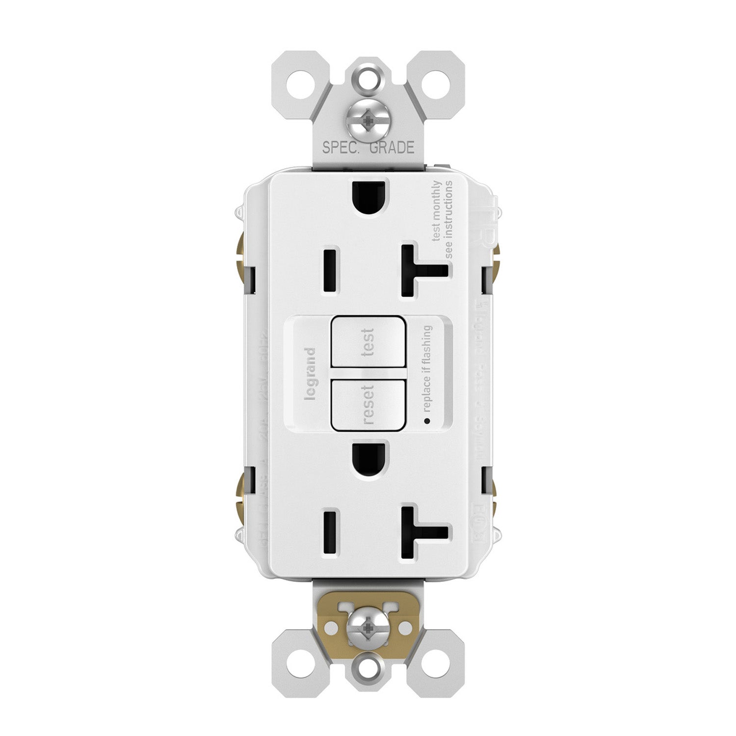 radiant Tamper-Resistant 20A Duplex Self-Test GFCI Receptacle, White