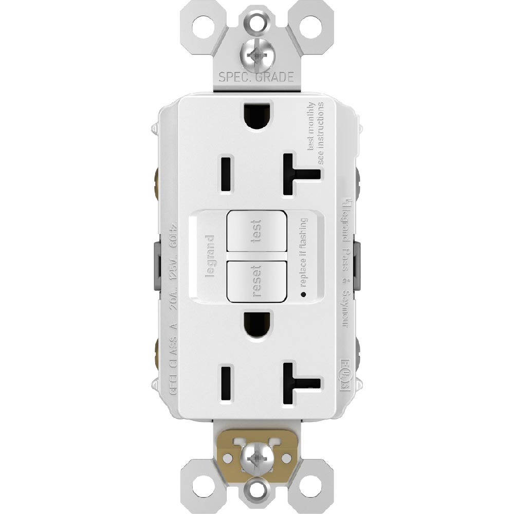 radiant 20A GFCI Self-Test Decorator Duplex Receptacles, White