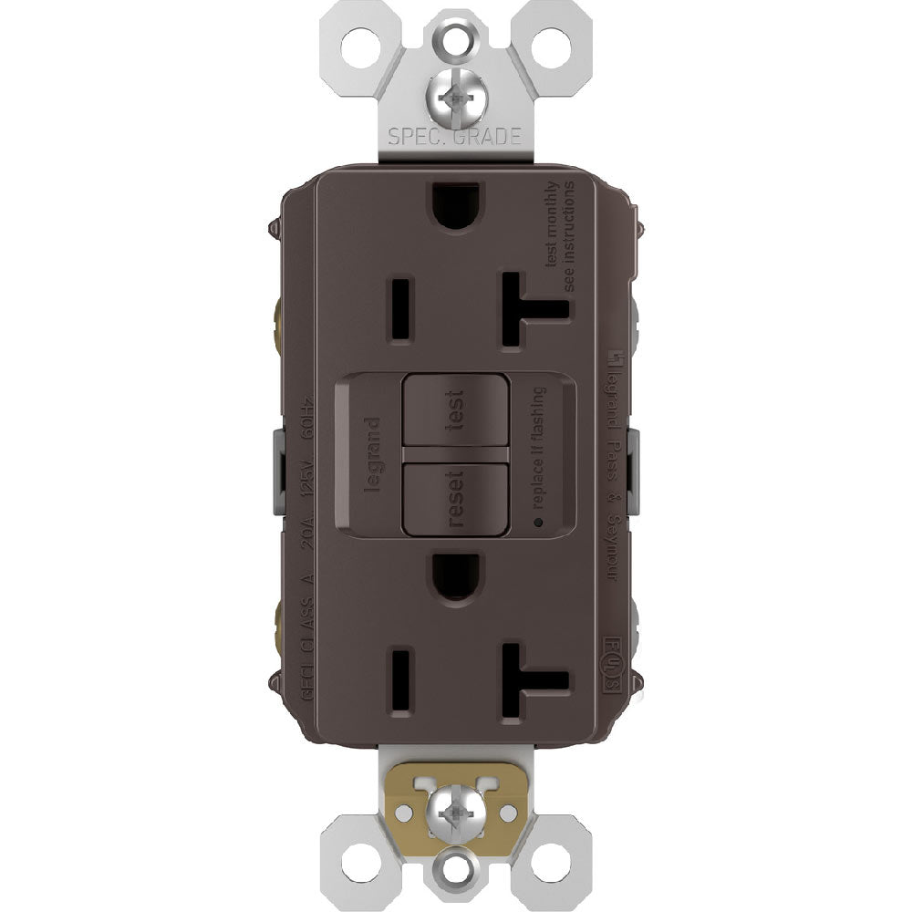 radiant 20A GFCI Self-Test Decorator Duplex Receptacles, Brown