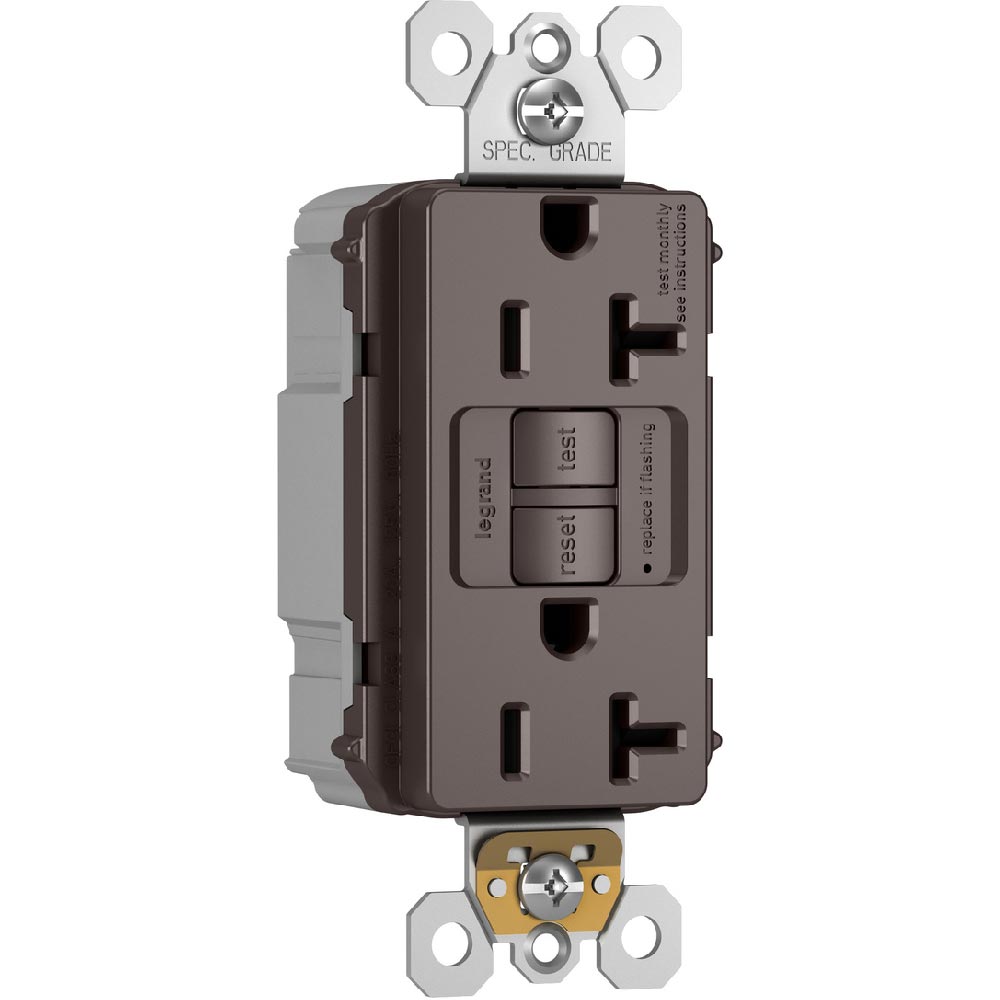 radiant 20A GFCI Self-Test Decorator Duplex Receptacles, Brown