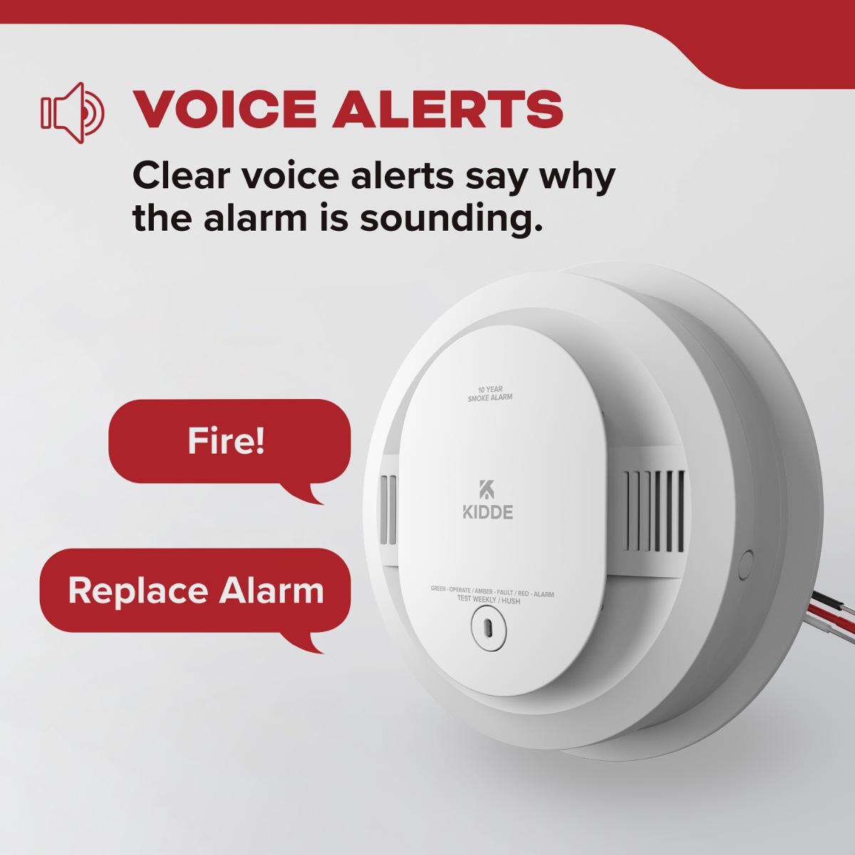 Detect Hardwired+10-Year Battery Backup Smoke Detector, Voice Alerts