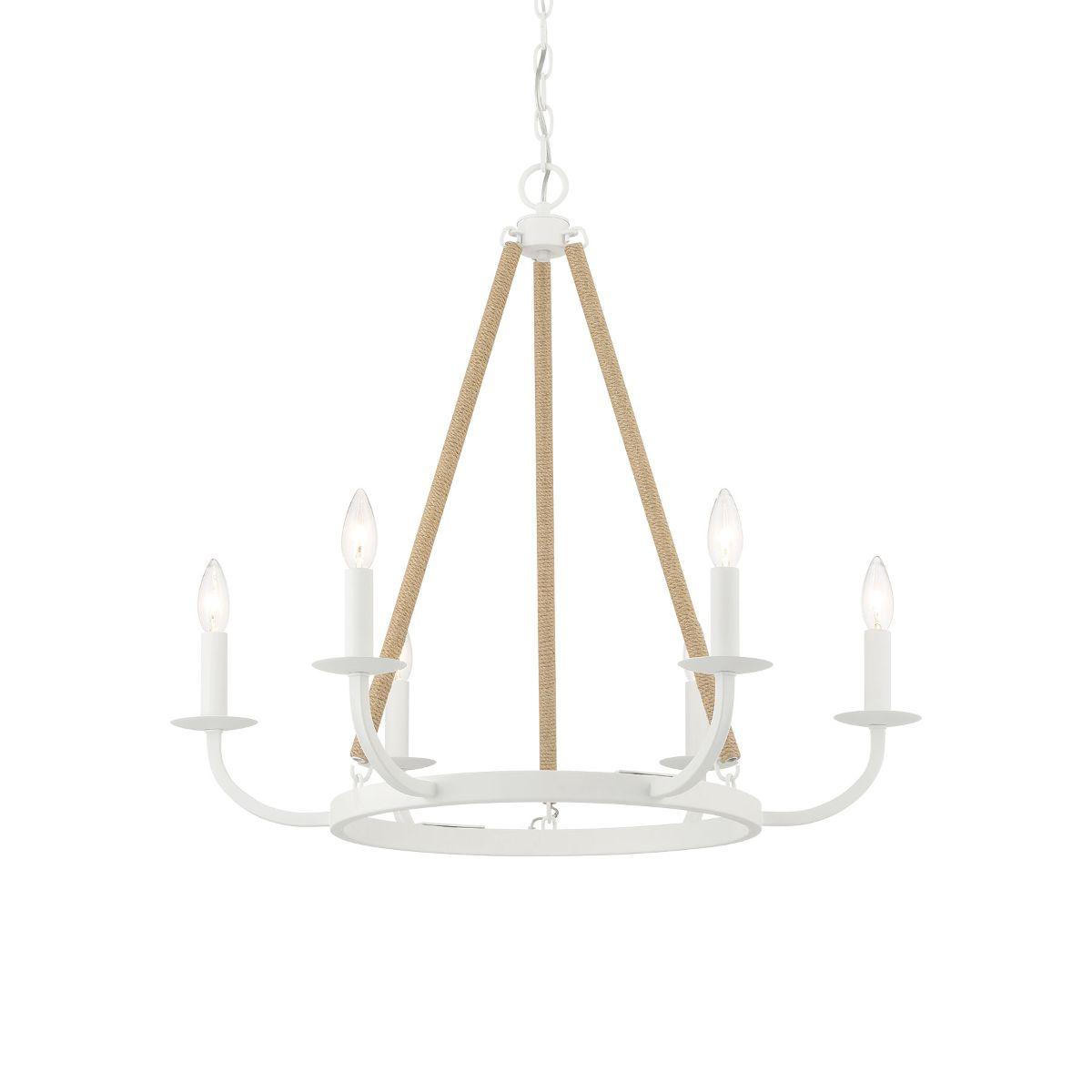 Lanton 28 In. 6 Lights Chandelier White Finish - Bees Lighting