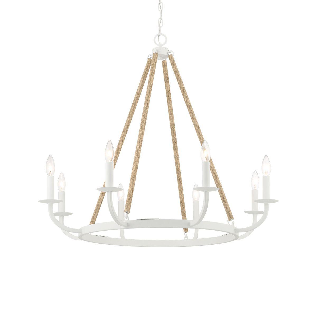 Lanton 34 In. 8 Lights Chandelier White Finish - Bees Lighting