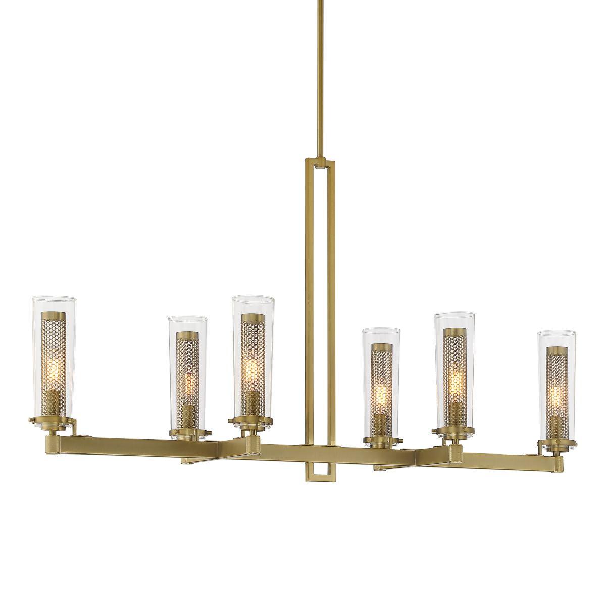 Emmerham 44 in. 6 Lights Pendant Light Brass Finish - Bees Lighting