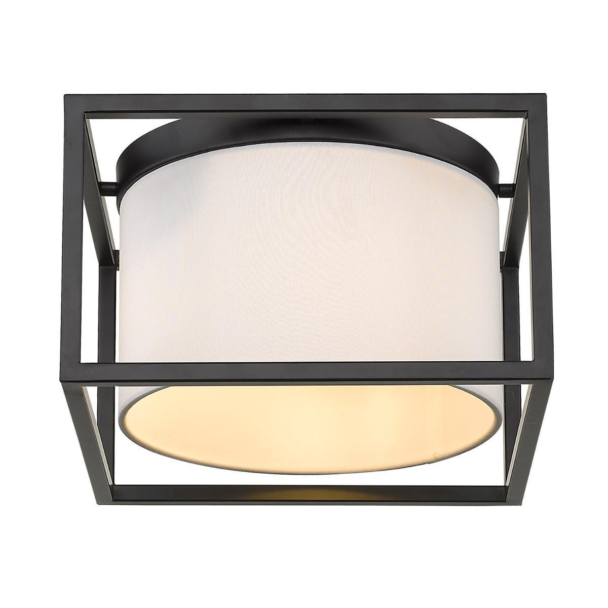 Manhattan 12 in 2 Lights Flush Mount Light Black Finish - Bees Lighting