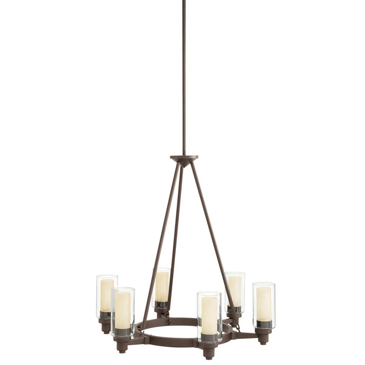 Circolo 27" 6-Light Chandelier 1-Tier with Clear Glass, Olde Bronze Finish - Bees Lighting