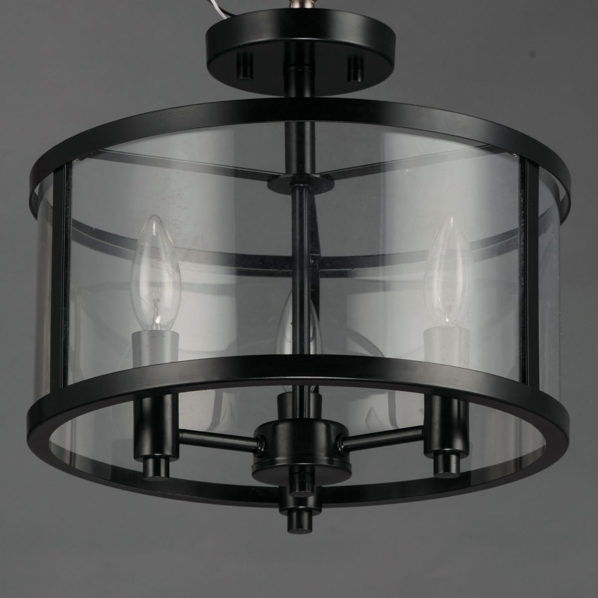 Sentinel 13 in. 3 Lights Semi Flush Mount Light Black finish - Bees Lighting