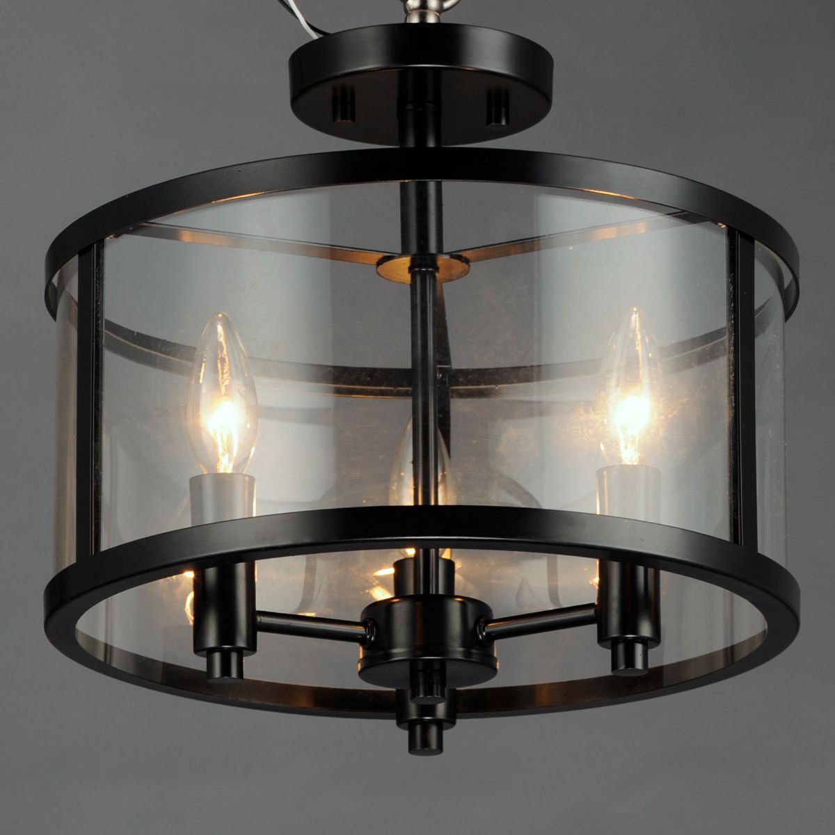 Sentinel 13 in. 3 Lights Semi Flush Mount Light Black finish - Bees Lighting