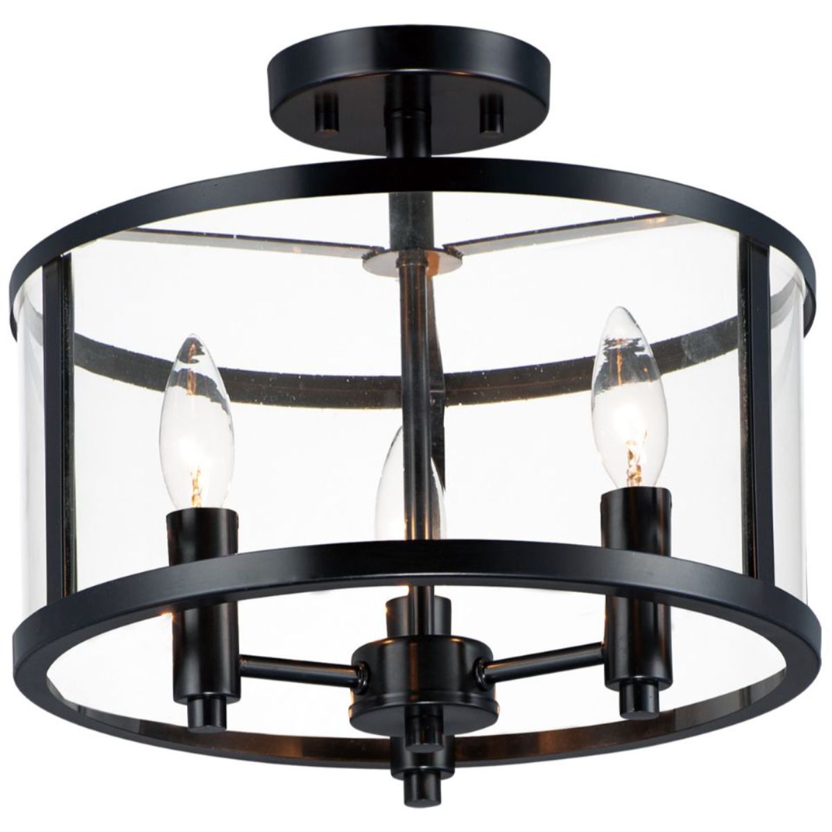 Sentinel 13 in. 3 Lights Semi Flush Mount Light Black finish - Bees Lighting