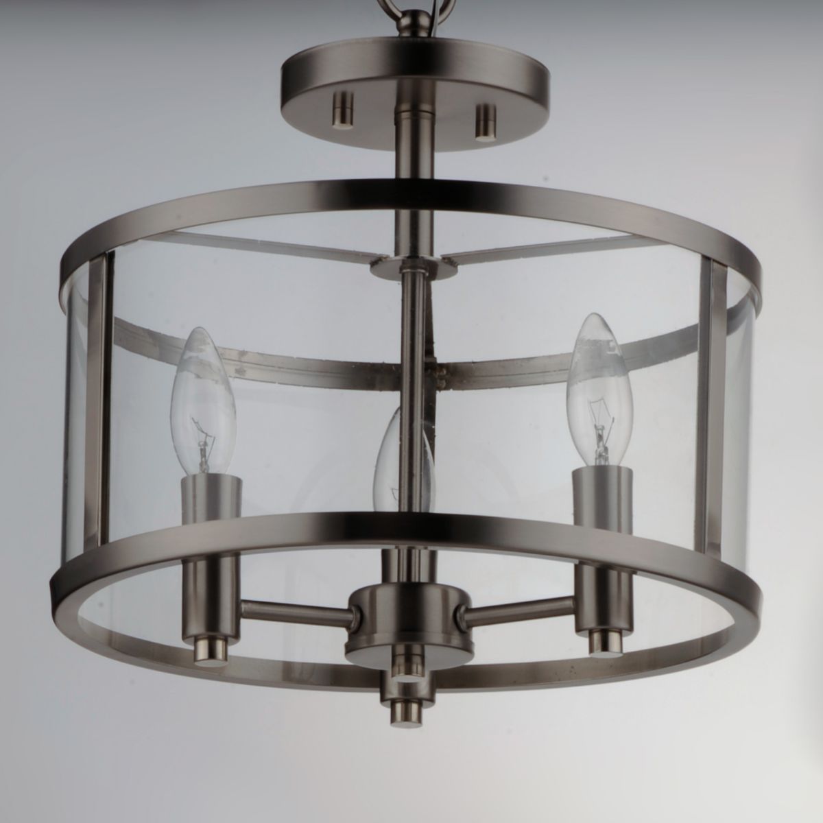 Sentinel 13 in. 3 Lights Semi Flush Mount Light Nickel finish - Bees Lighting