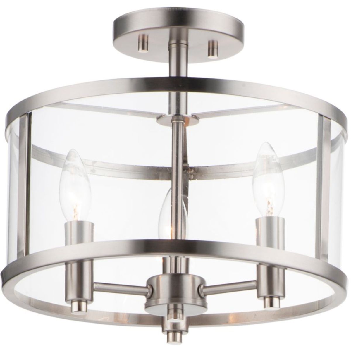 Sentinel 13 in. 3 Lights Semi Flush Mount Light Nickel finish - Bees Lighting