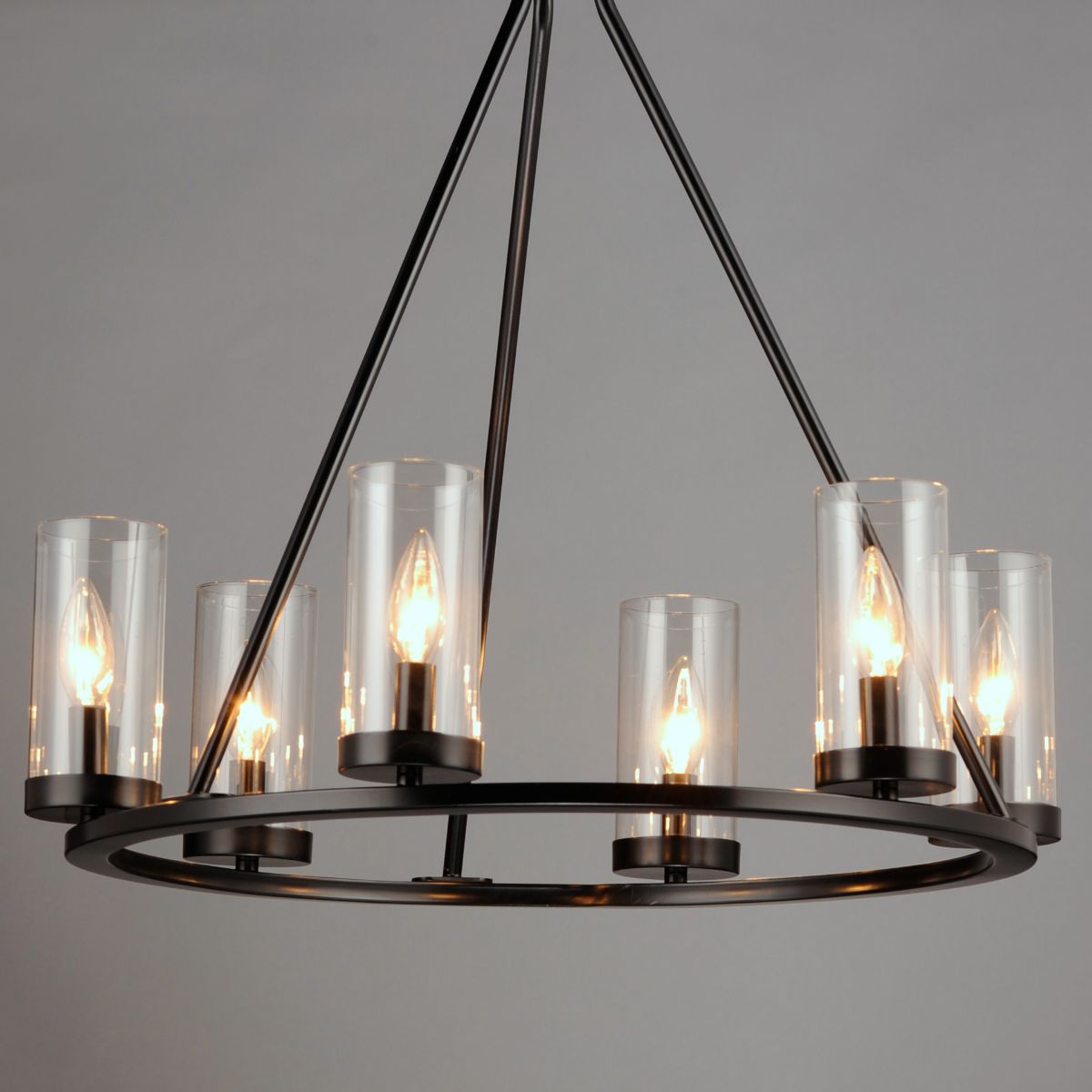 Sentinel 24 in. 6 Lights Chandelier Black Finish