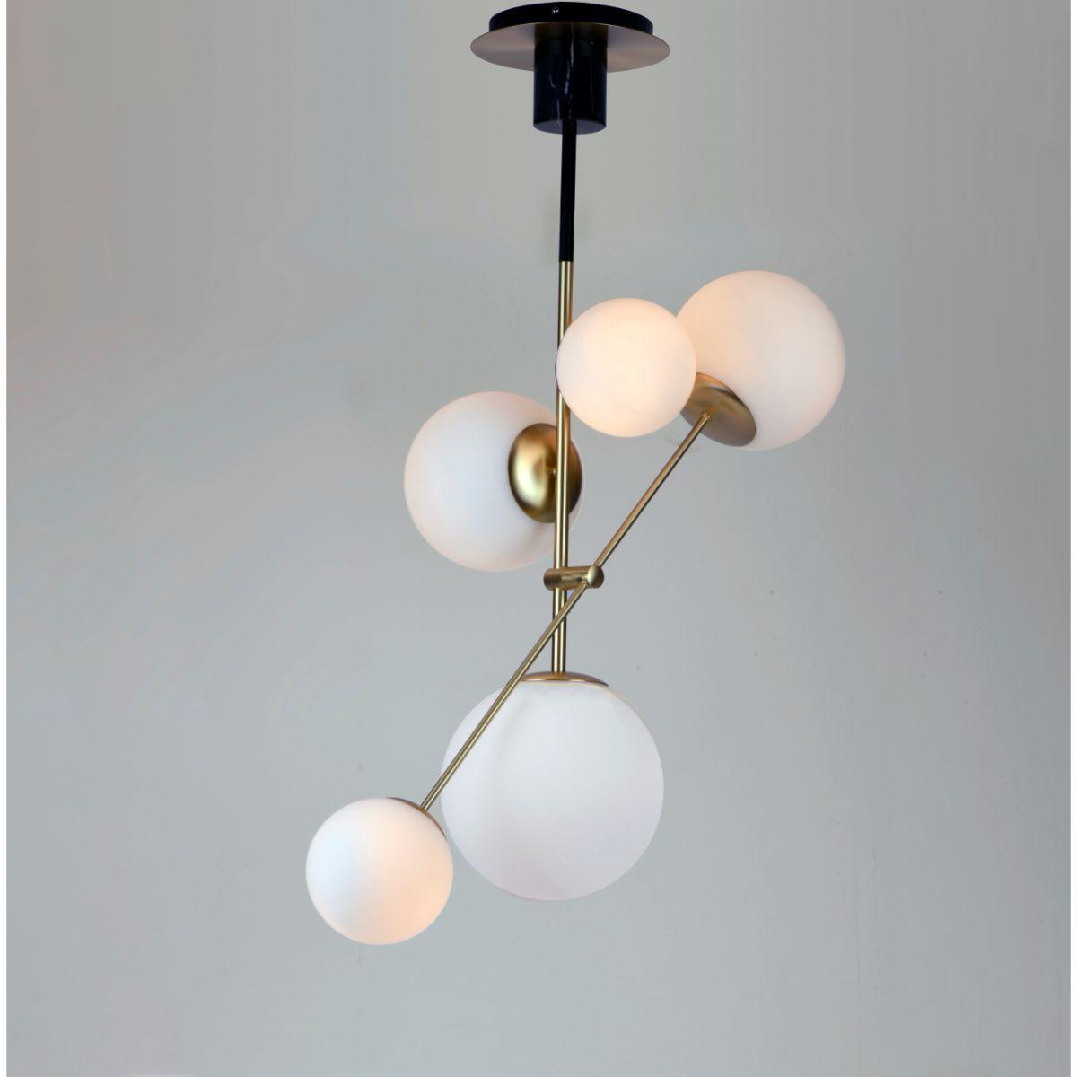 Vesper 38 in. 5 Lights Pendant Light Satin Brass Finish - Bees Lighting