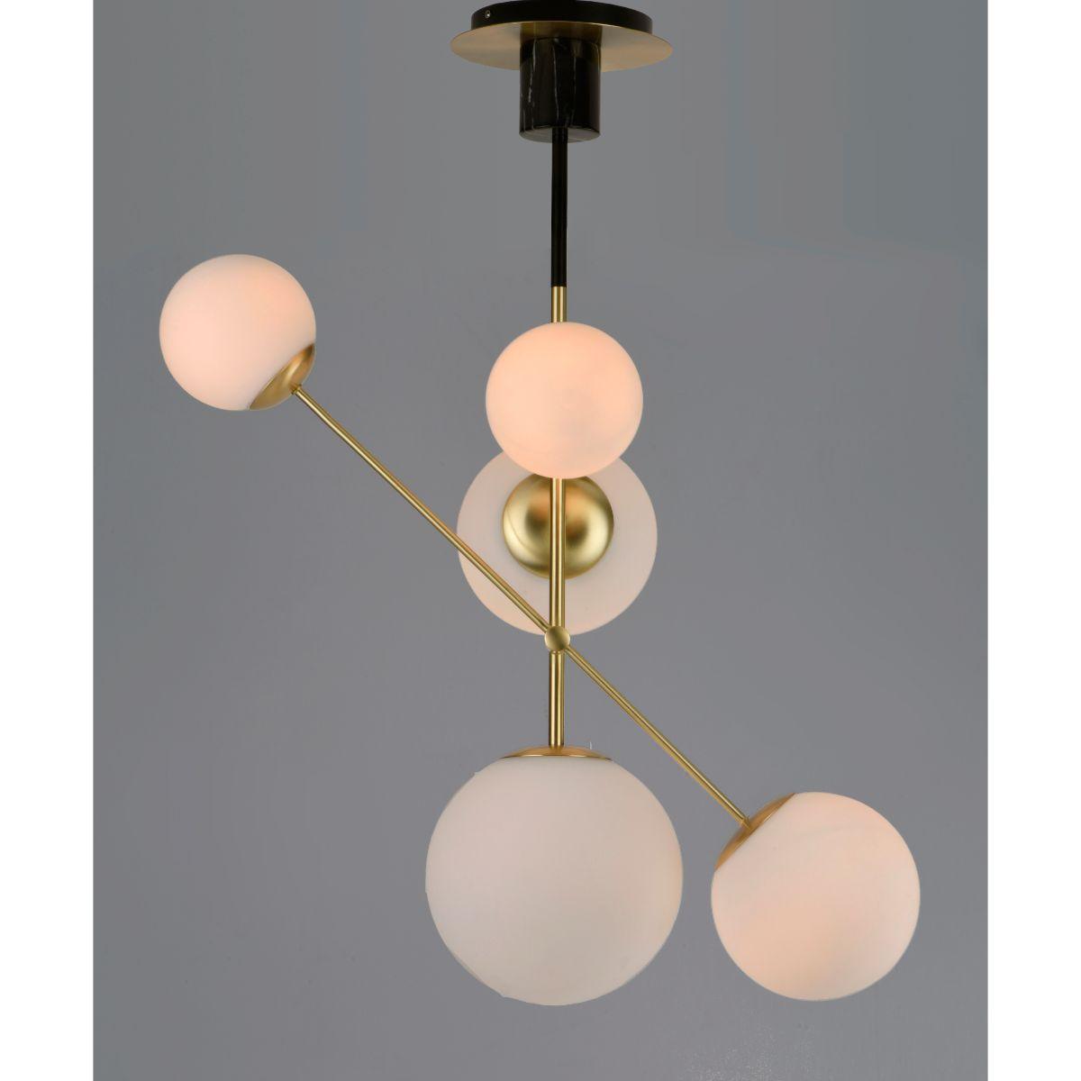 Vesper 38 in. 5 Lights Pendant Light Satin Brass Finish - Bees Lighting