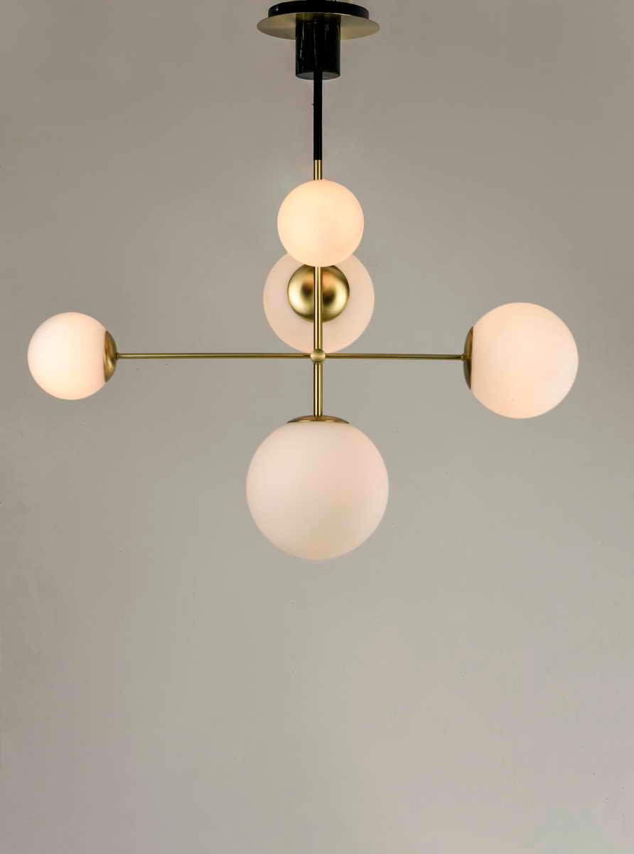 Vesper 38 in. 5 Lights Pendant Light Satin Brass Finish - Bees Lighting