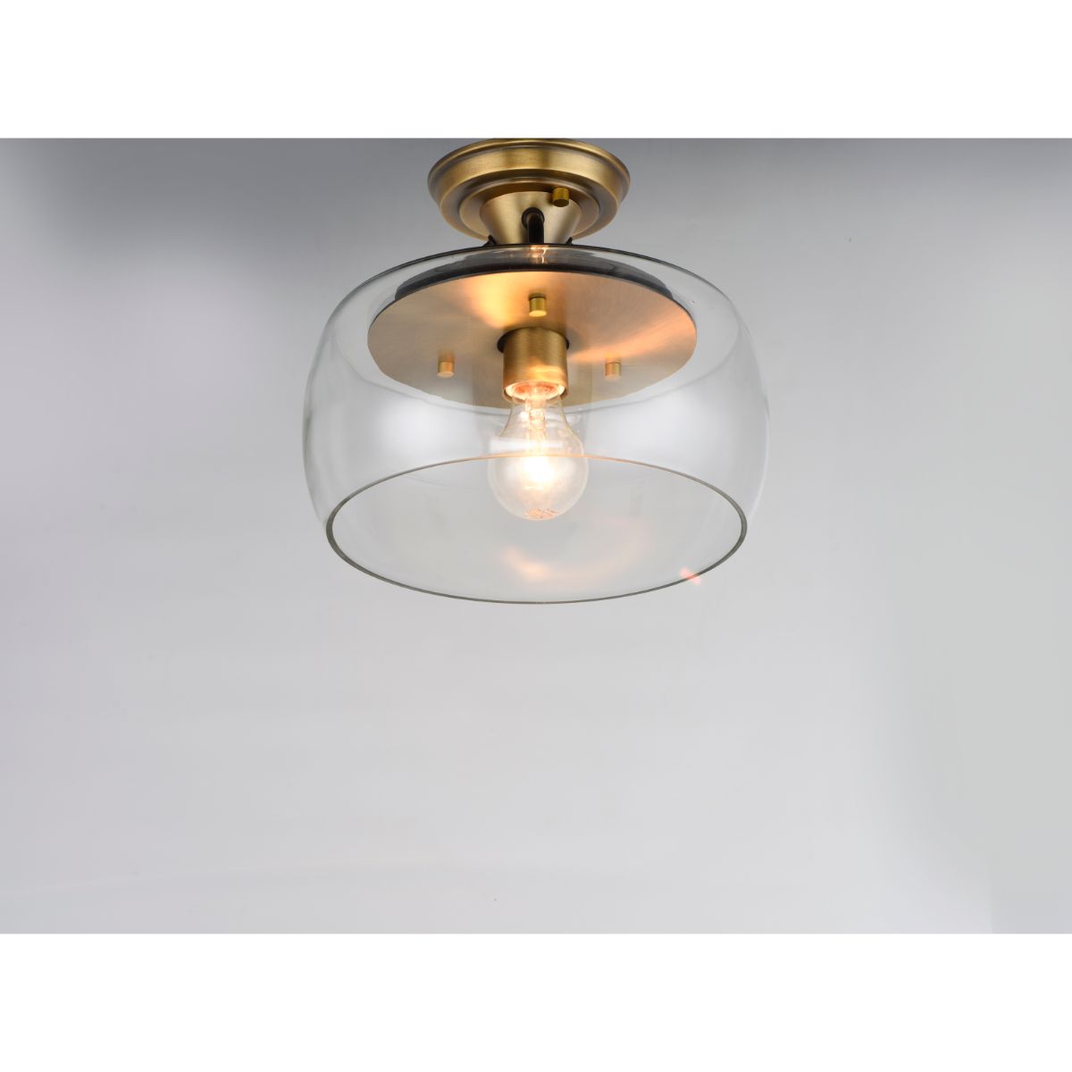 Goblet 11 in. Semi flush Mount Light Antique Brass Finish - Bees Lighting