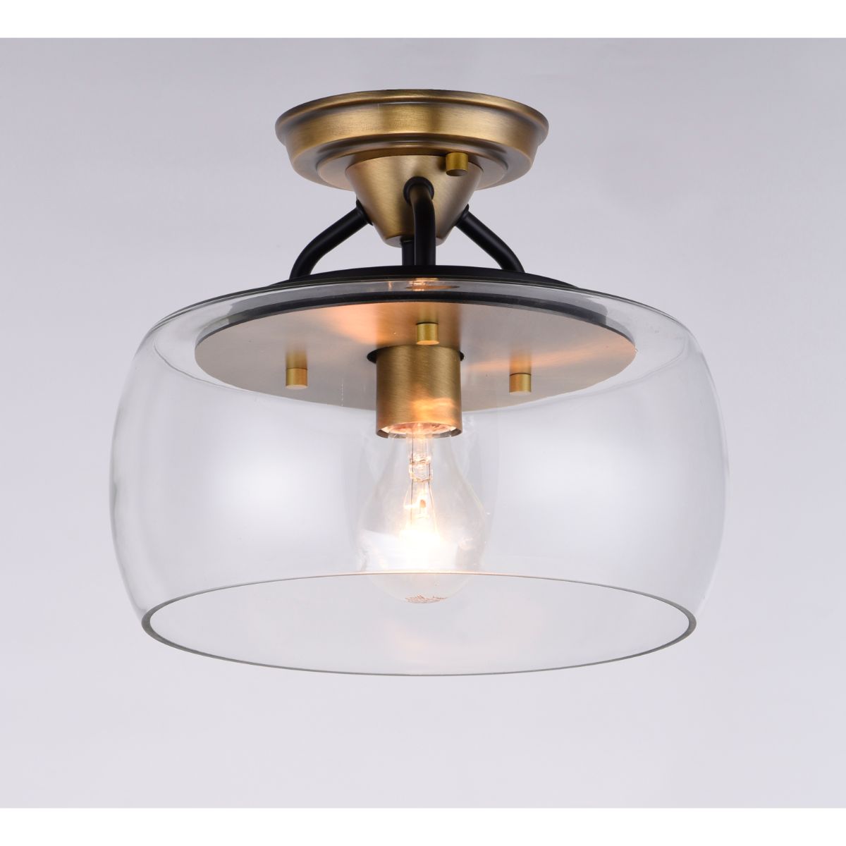 Goblet 11 in. Semi flush Mount Light Antique Brass Finish - Bees Lighting