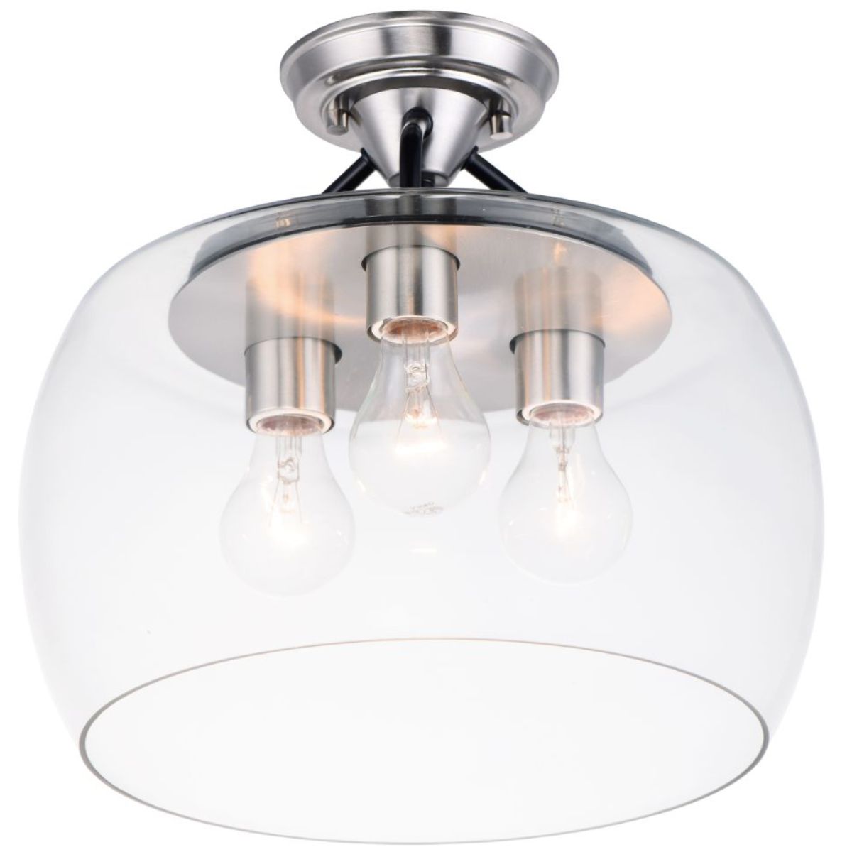 Goblet 14 in. 3 Lights Semi flush Mount Light Satin Nickel Finish - Bees Lighting