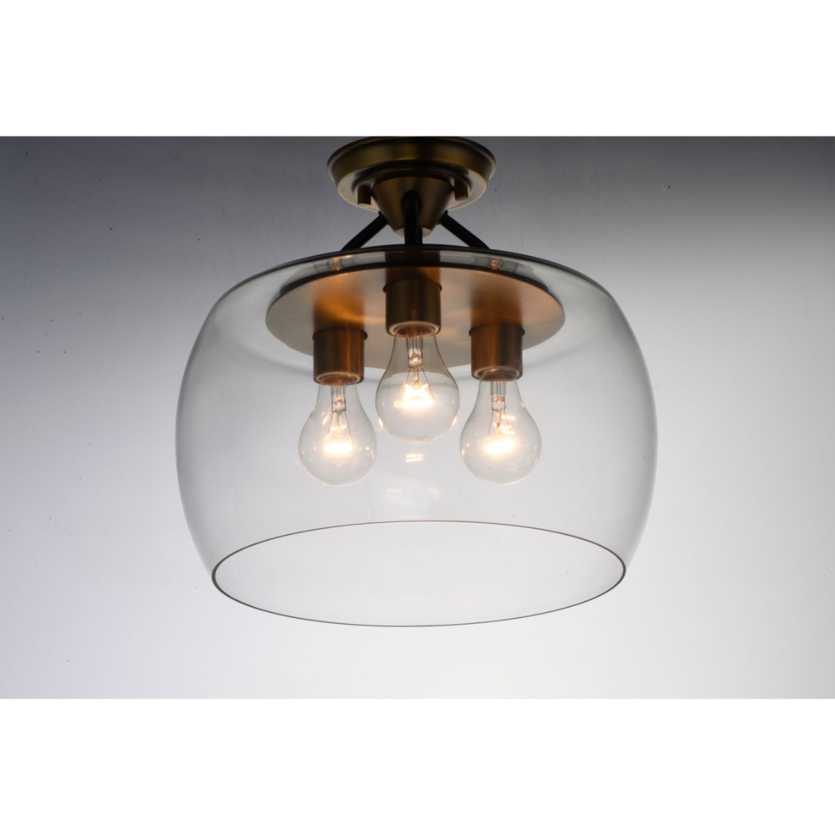 Goblet 14 in. 3 Lights Semi flush Mount Light Antique Brass Finish - Bees Lighting