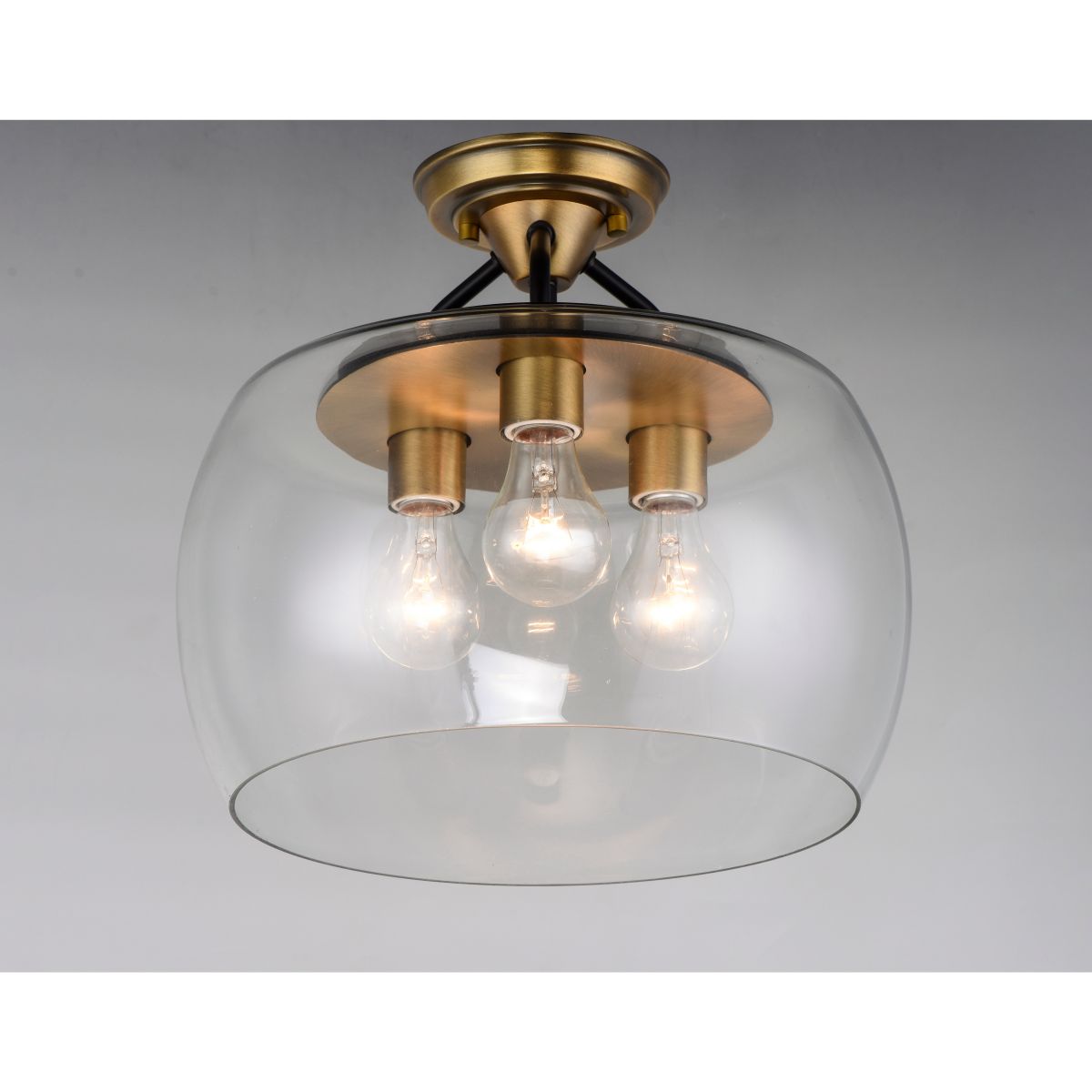 Goblet 14 in. 3 Lights Semi flush Mount Light Antique Brass Finish - Bees Lighting