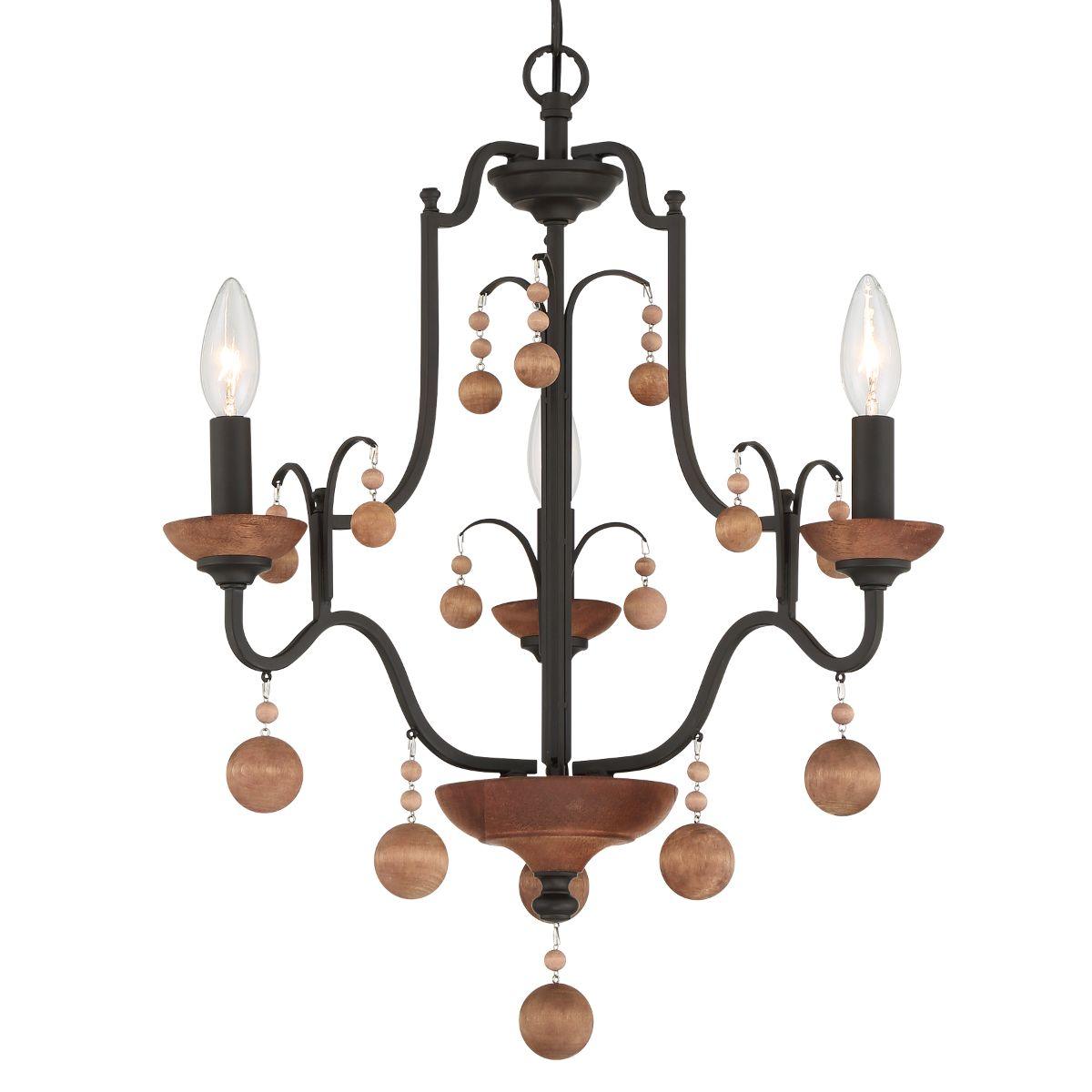 Colonial Charm 19 In. 3 Lights Chandelier Old Bronze Finish - Bees Lighting